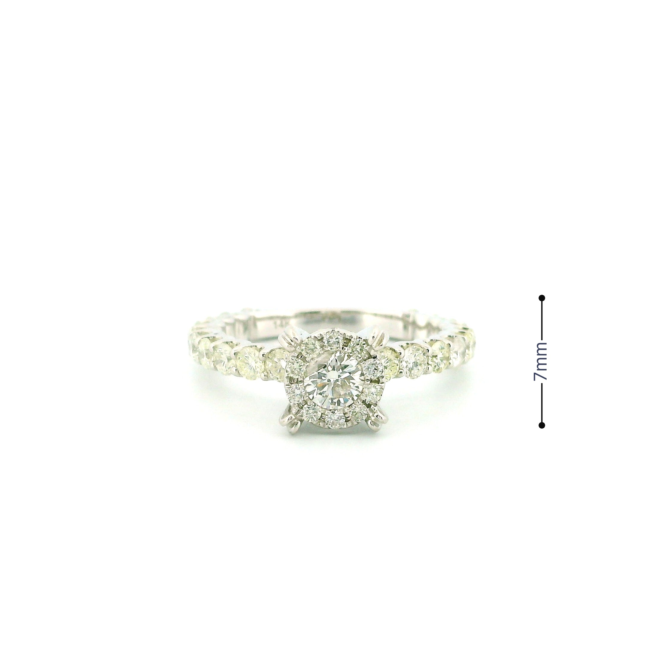 14k White Gold Women’s Diamond Ring | 1.78ctw Natural White Diamonds, 7mm