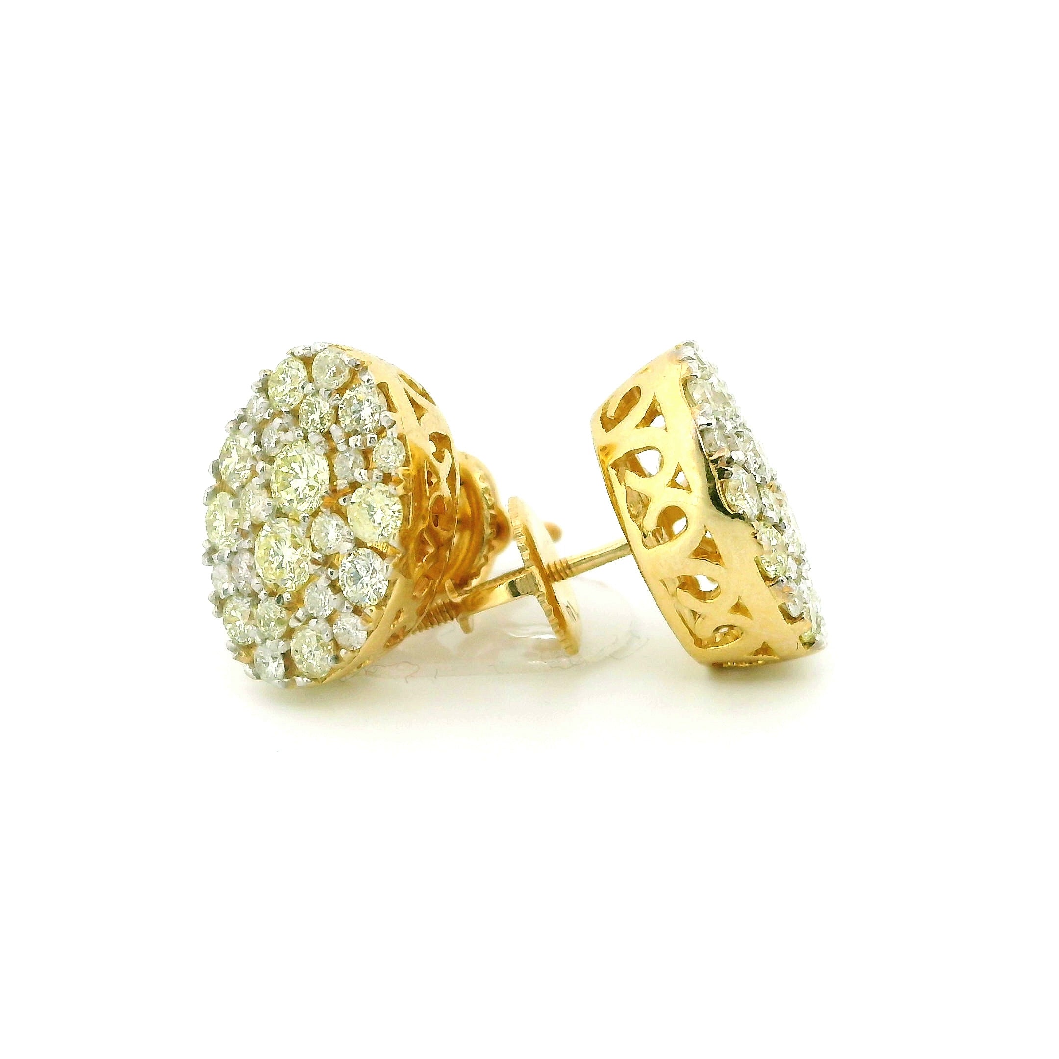 14k Yellow Gold Diamond Earrings | 1.22ctw Round Natural Diamonds, 12.8mm