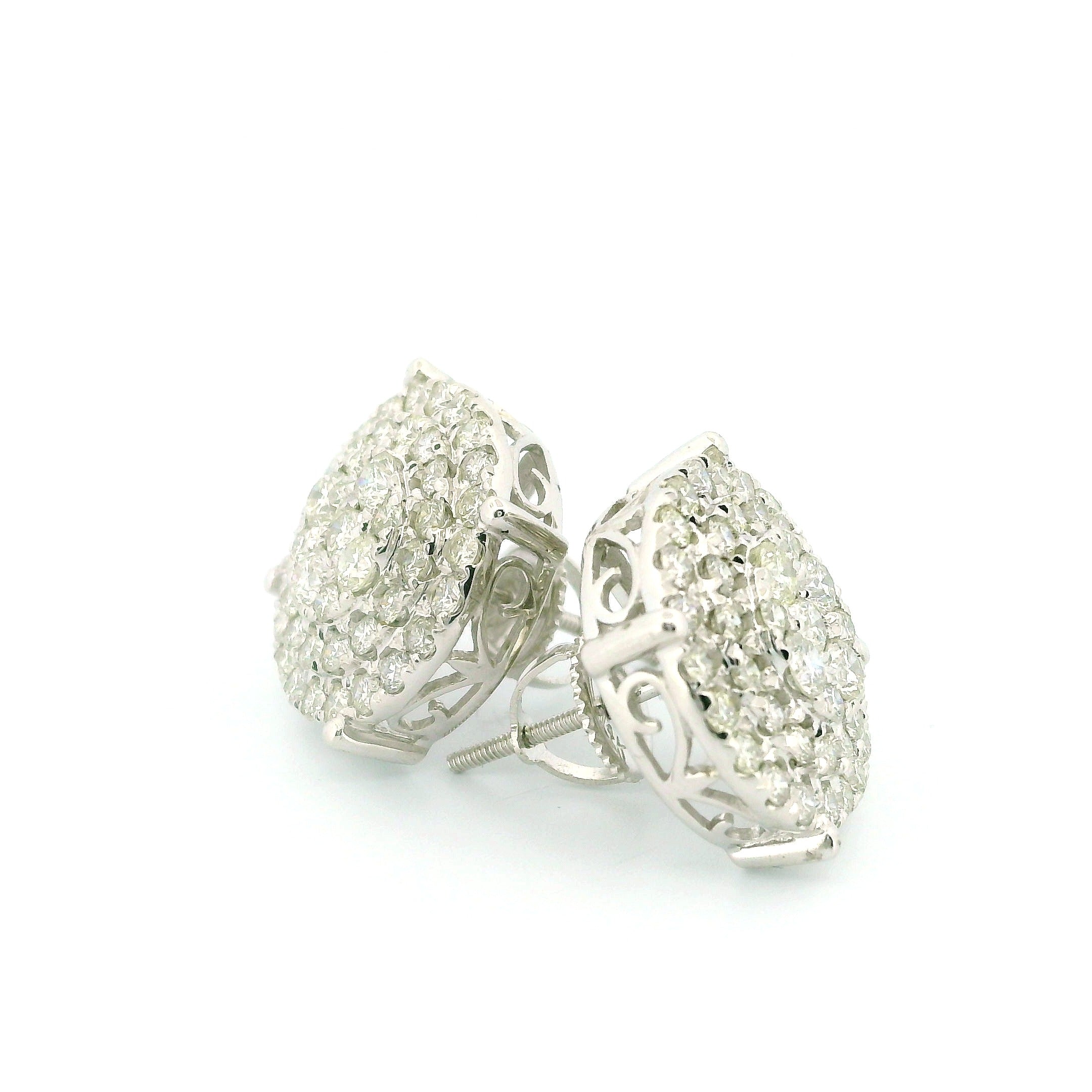 14k White Gold Diamond Earrings | 2.28ctw Round Natural Diamonds, 15mm