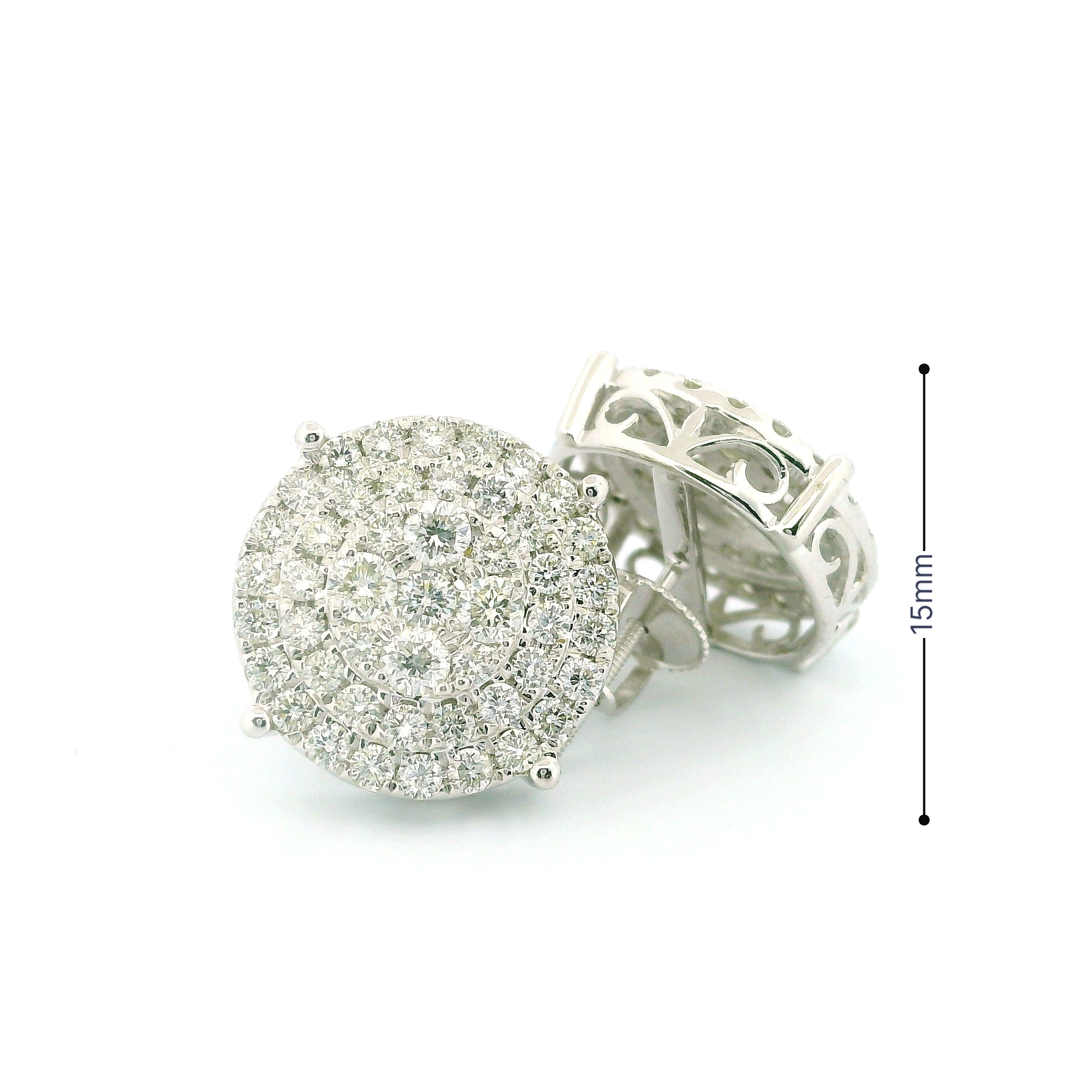 14k White Gold Diamond Earrings | 2.28ctw Round Natural Diamonds, 15mm