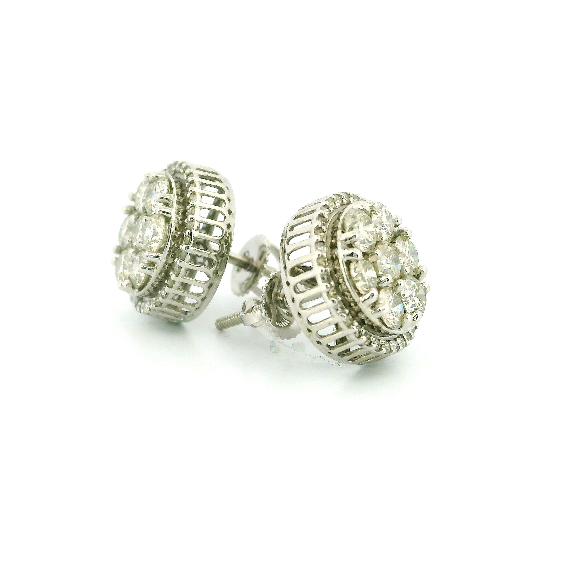 14k White Gold Diamond Earrings | 1.63ctw Round Natural Diamonds, 11mm