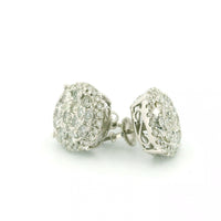 14k White Gold Diamond Earrings | 1.93ctw Round Natural Diamonds, 14mm