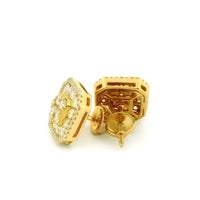 14k Yellow Gold Diamond Earrings | 2.07ctw Round Natural Diamonds, 12mm