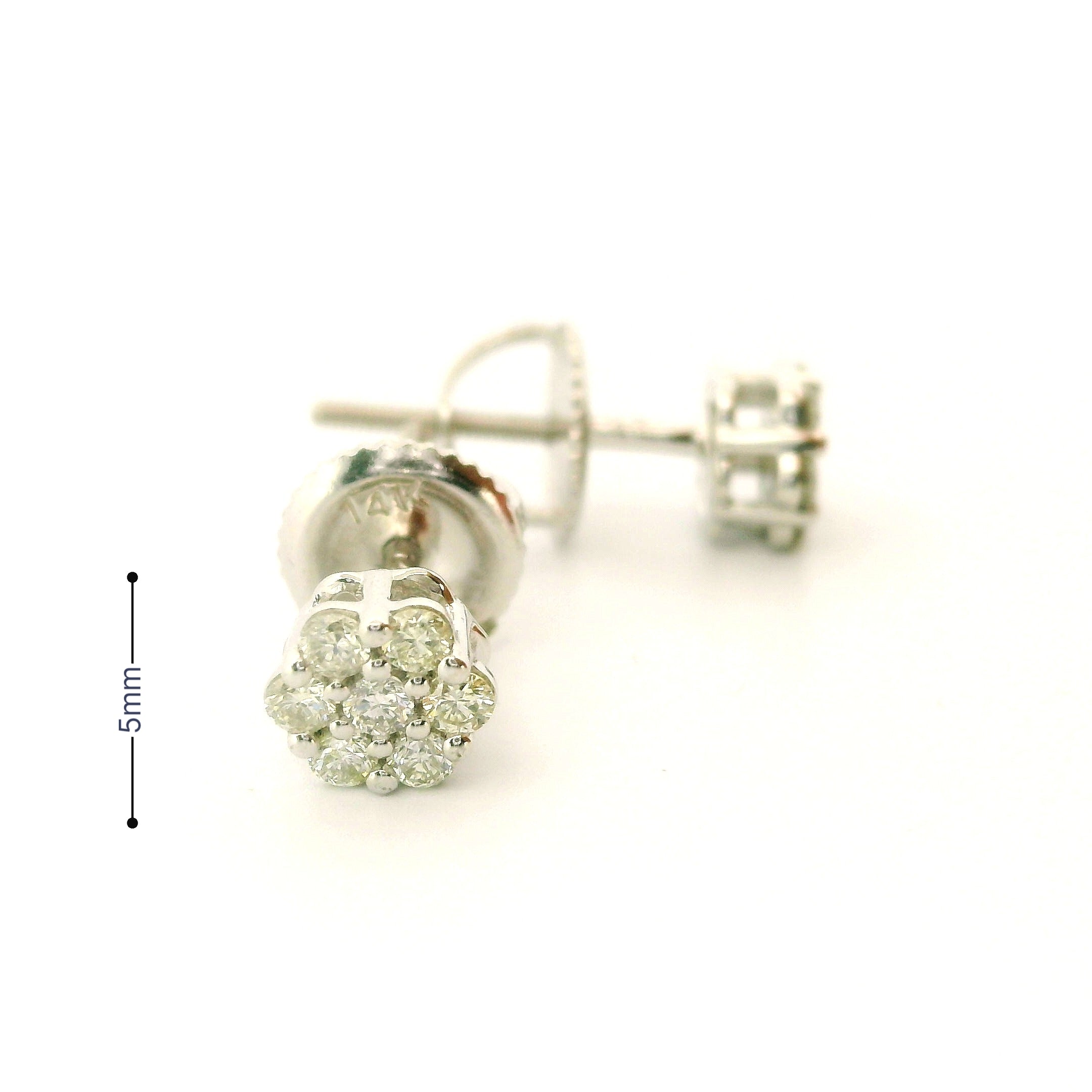 14k White Gold Diamond Earrings | 0.25ctw Round Natural Diamonds, 5mm