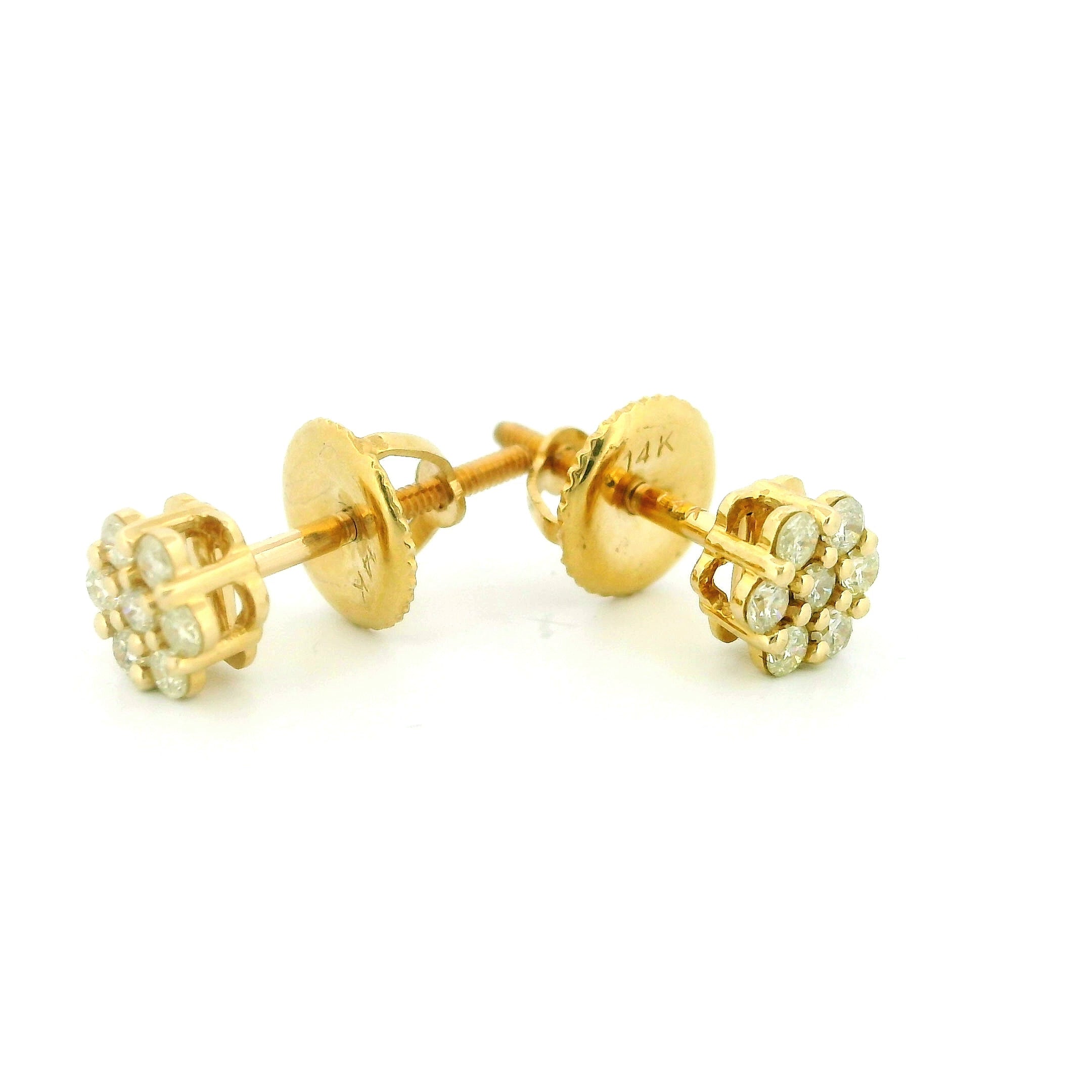 14k Yellow Gold Diamond Earrings | 0.25ctw Round Natural Diamonds, 5mm