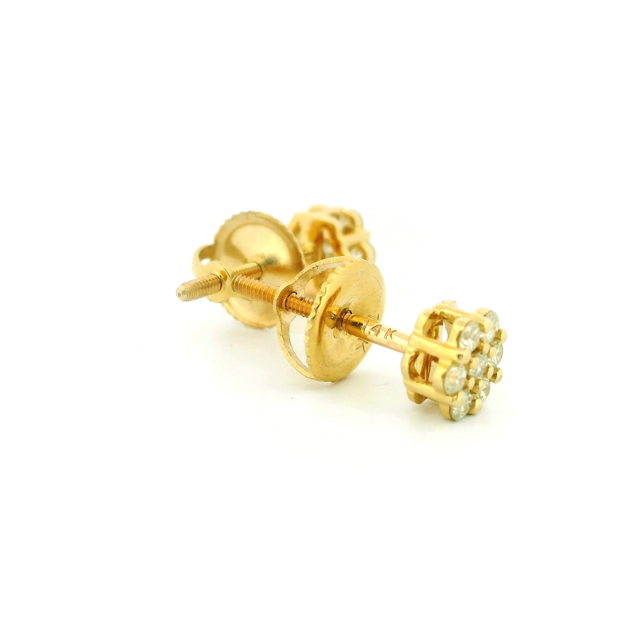 14k Yellow Gold Diamond Earrings | 0.25ctw Round Natural Diamonds, 5mm