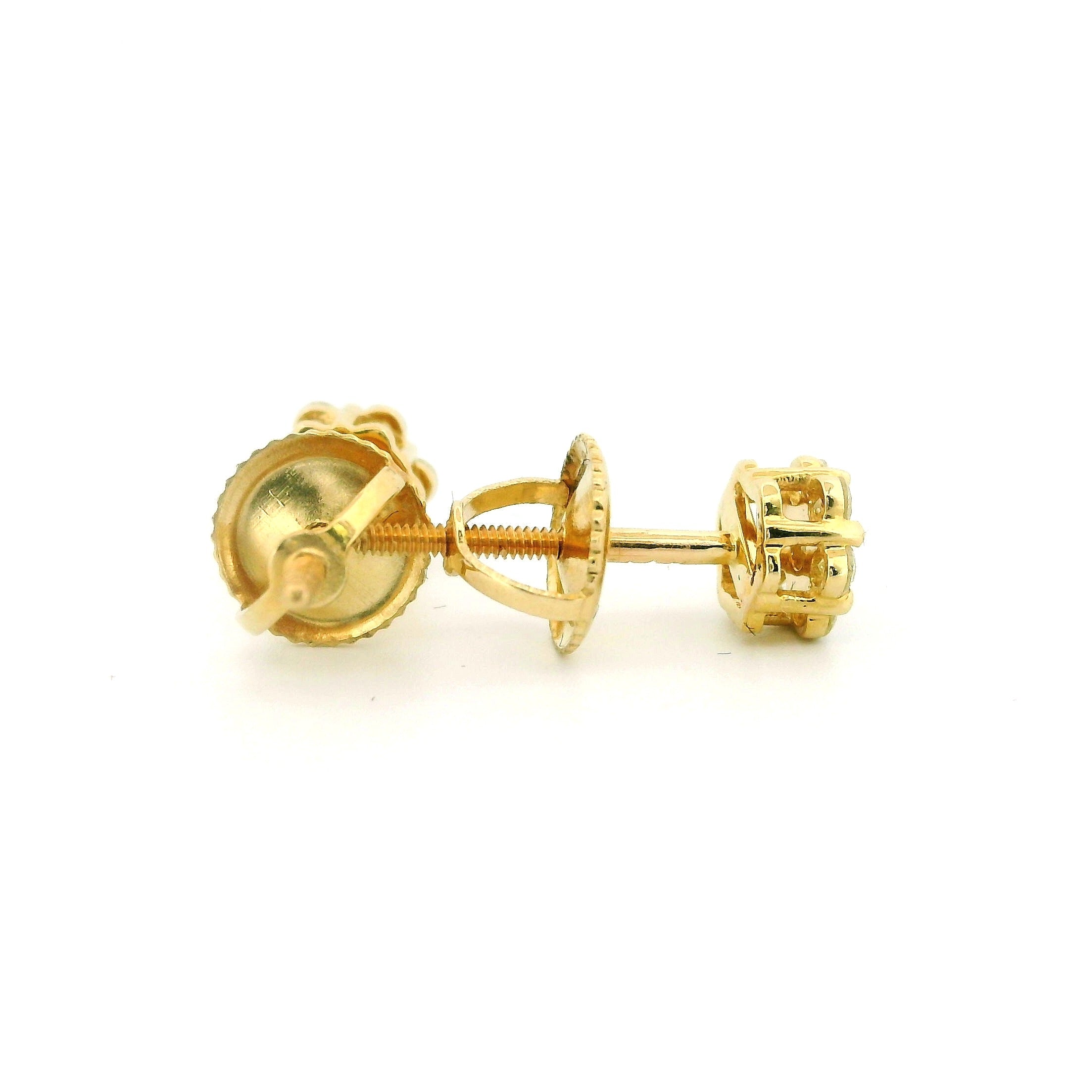 14k Yellow Gold Diamond Earrings | 0.25ctw Round Natural Diamonds, 5mm