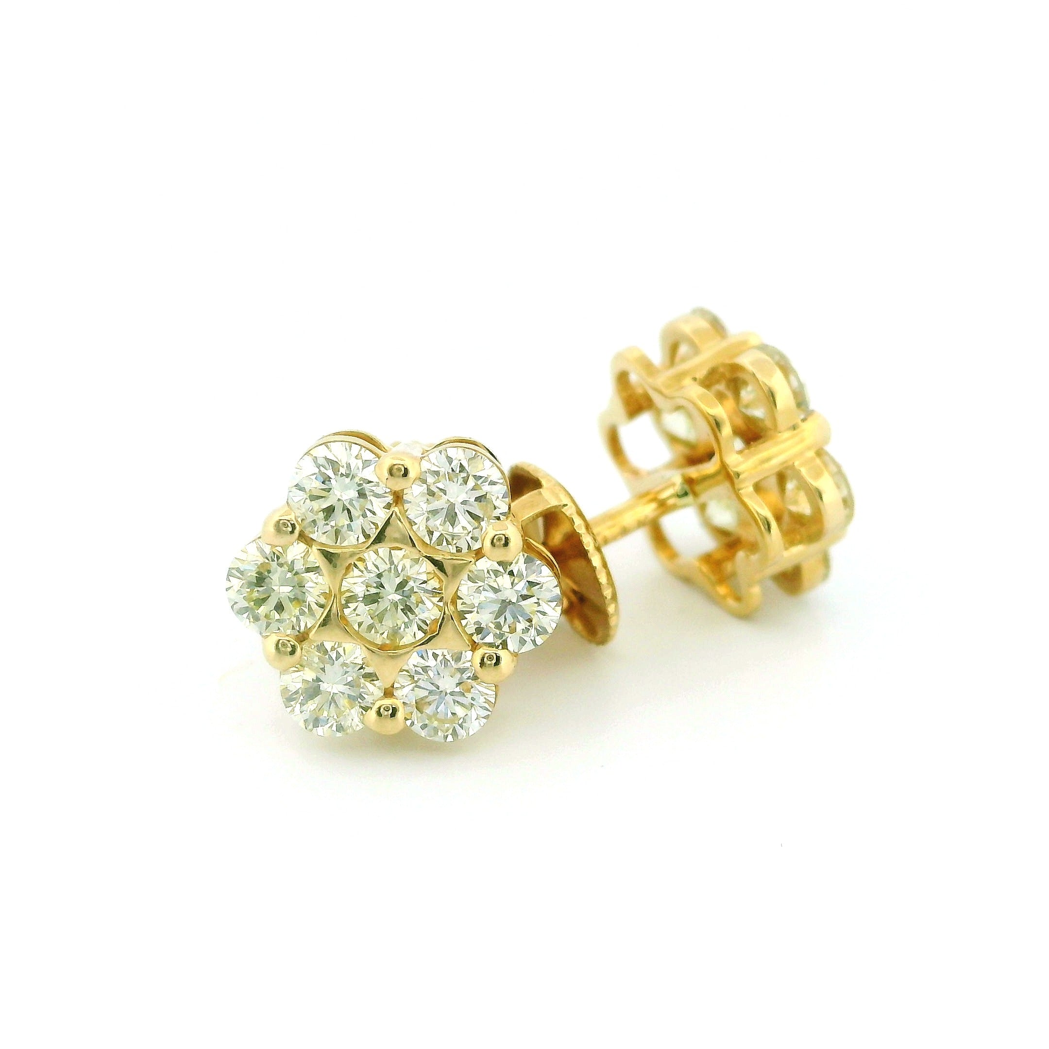 14k Yellow Gold Diamond Earrings | 1.56ctw Round Natural Diamonds, 9mm