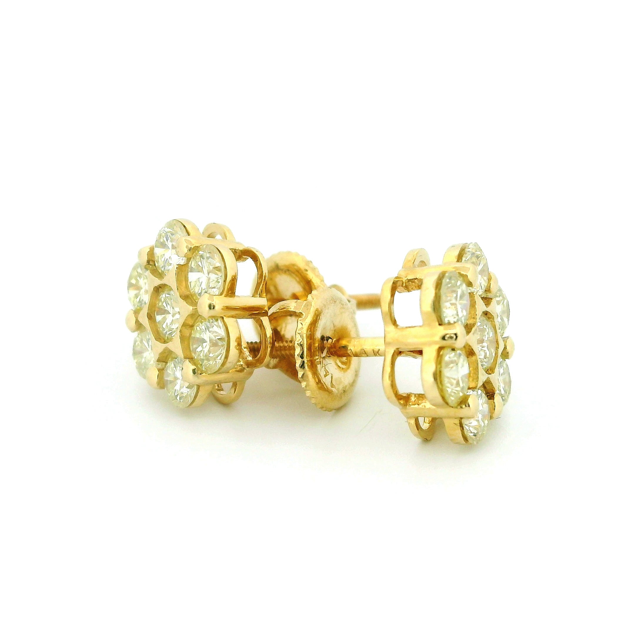 14k Yellow Gold Diamond Earrings | 1.56ctw Round Natural Diamonds, 9mm