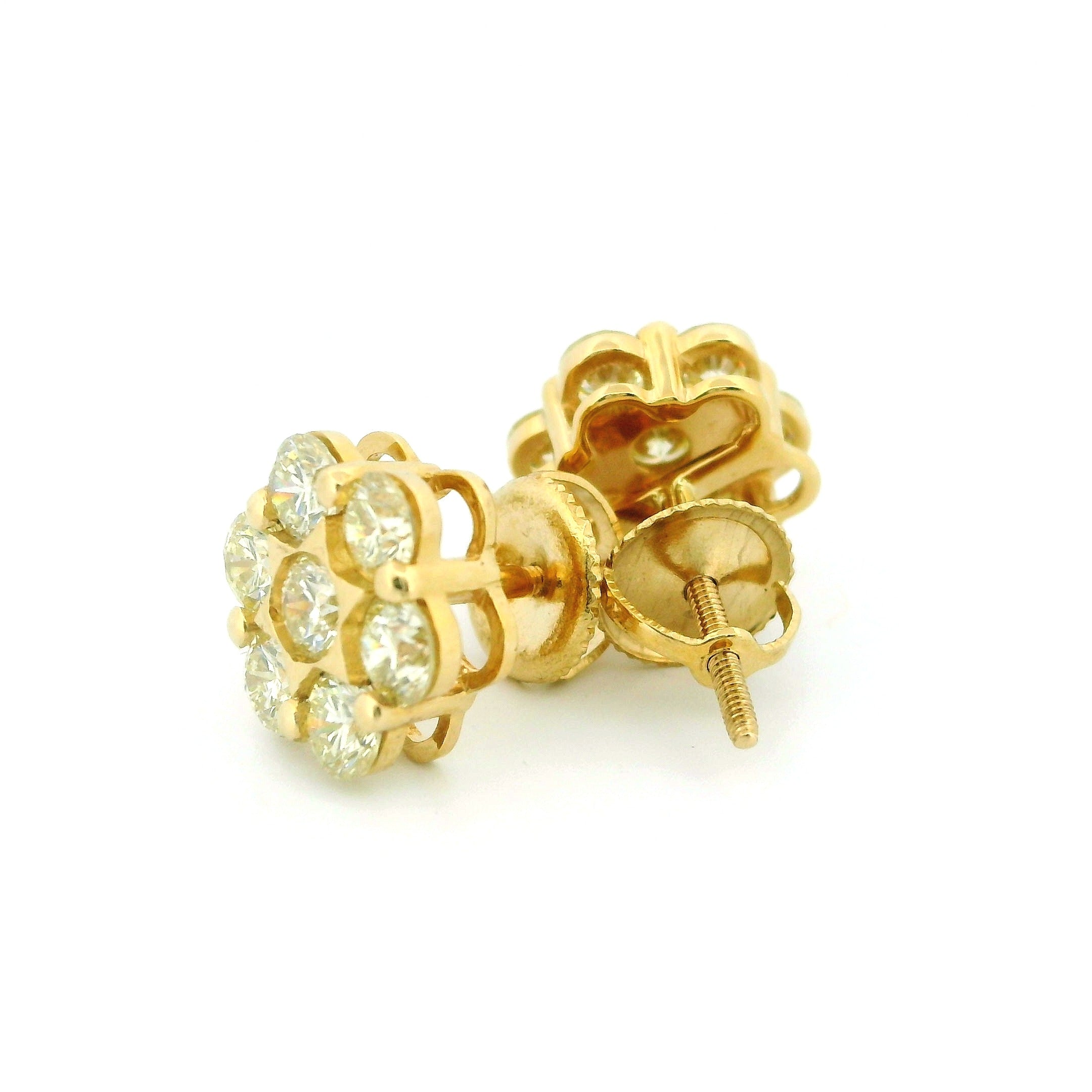 14k Yellow Gold Diamond Earrings | 1.56ctw Round Natural Diamonds, 9mm