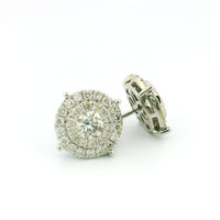 14k White Gold Diamond Earrings | 2.39ctw Round Natural Diamonds, 13mm