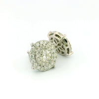 14k White Gold Diamond Earrings | 2.39ctw Round Natural Diamonds, 13mm