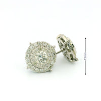 14k White Gold Diamond Earrings | 2.39ctw Round Natural Diamonds, 13mm