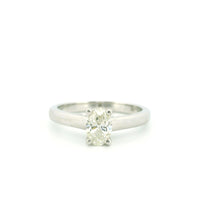 0.75ctw Oval-Cut Diamond Hidden Halo Engagement Ring in 14K White Gold – Elegant Bridal Ring