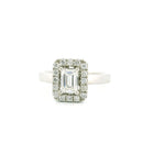 1.00ctw Emerald-Cut Diamond Halo Engagement Ring in 14K White Gold – Elegant Bridal Ring