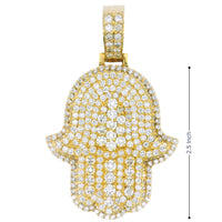 14K Yellow Gold Hand of Hamsa Pendant – 16 Ctw Natural VS White Diamonds | Luxury Protection Amulet