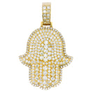 14K Yellow Gold Hand of Hamsa Pendant – 16 Ctw Natural VS White Diamonds | Luxury Protection Amulet