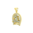 10k Yellow Gold Diamond Pendant | 1.33ctw Round Natural Diamonds, 32mm