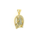 10k Yellow Gold Diamond Pendant | 1.33ctw Round Natural Diamonds, 32mm
