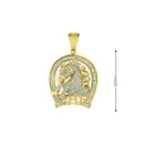 10k Yellow Gold Diamond Pendant | 1.33ctw Round Natural Diamonds, 32mm