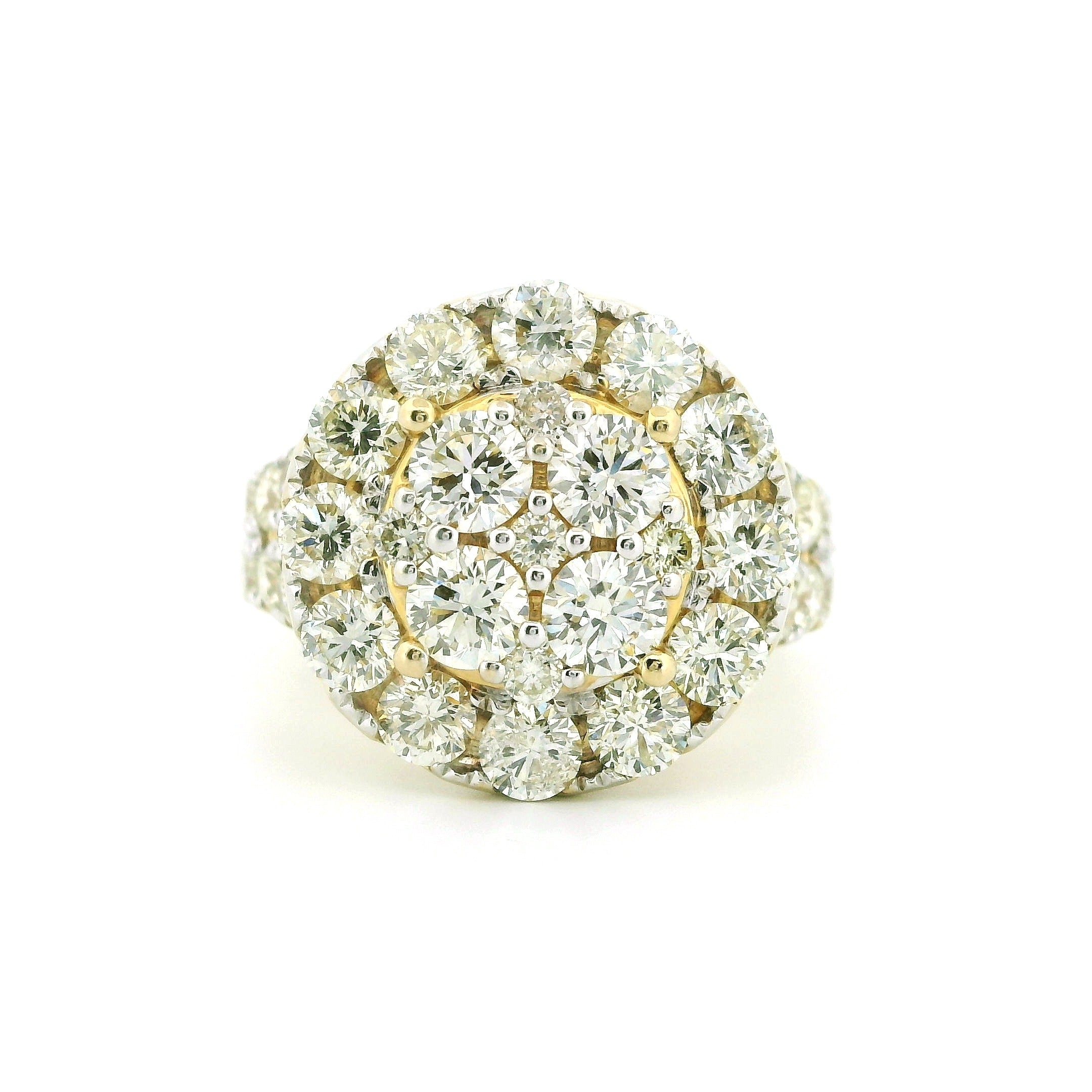 12.80ctw Oval-Cut Diamond Halo Engagement Ring in 14K Yellow Gold – Luxury Bridal Jewelry