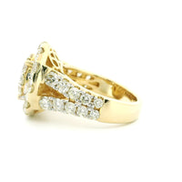 12.80ctw Oval-Cut Diamond Halo Engagement Ring in 14K Yellow Gold – Luxury Bridal Jewelry
