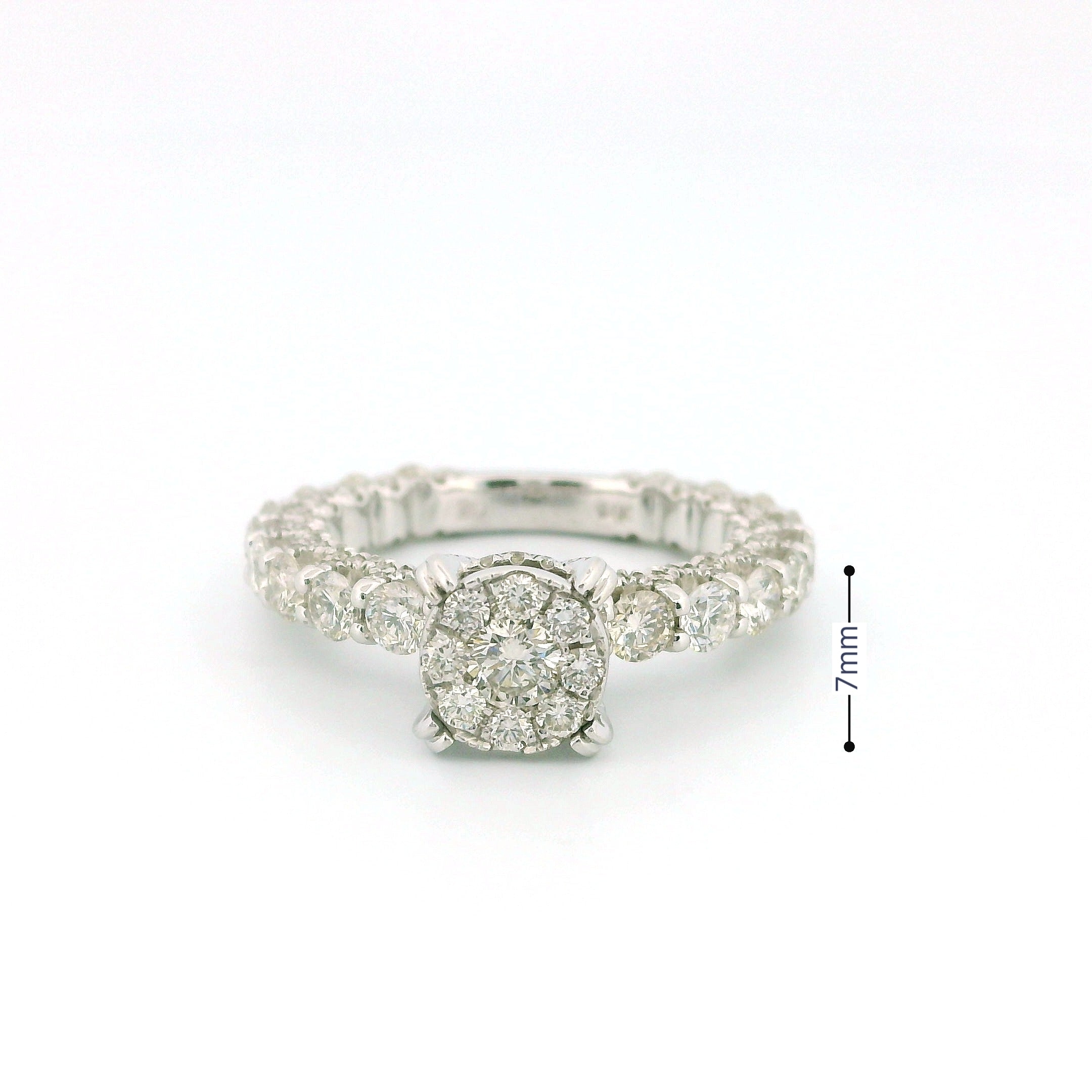 14k White Gold Women’s Diamond Ring | 1.60ctw Natural White Diamonds, 7mm