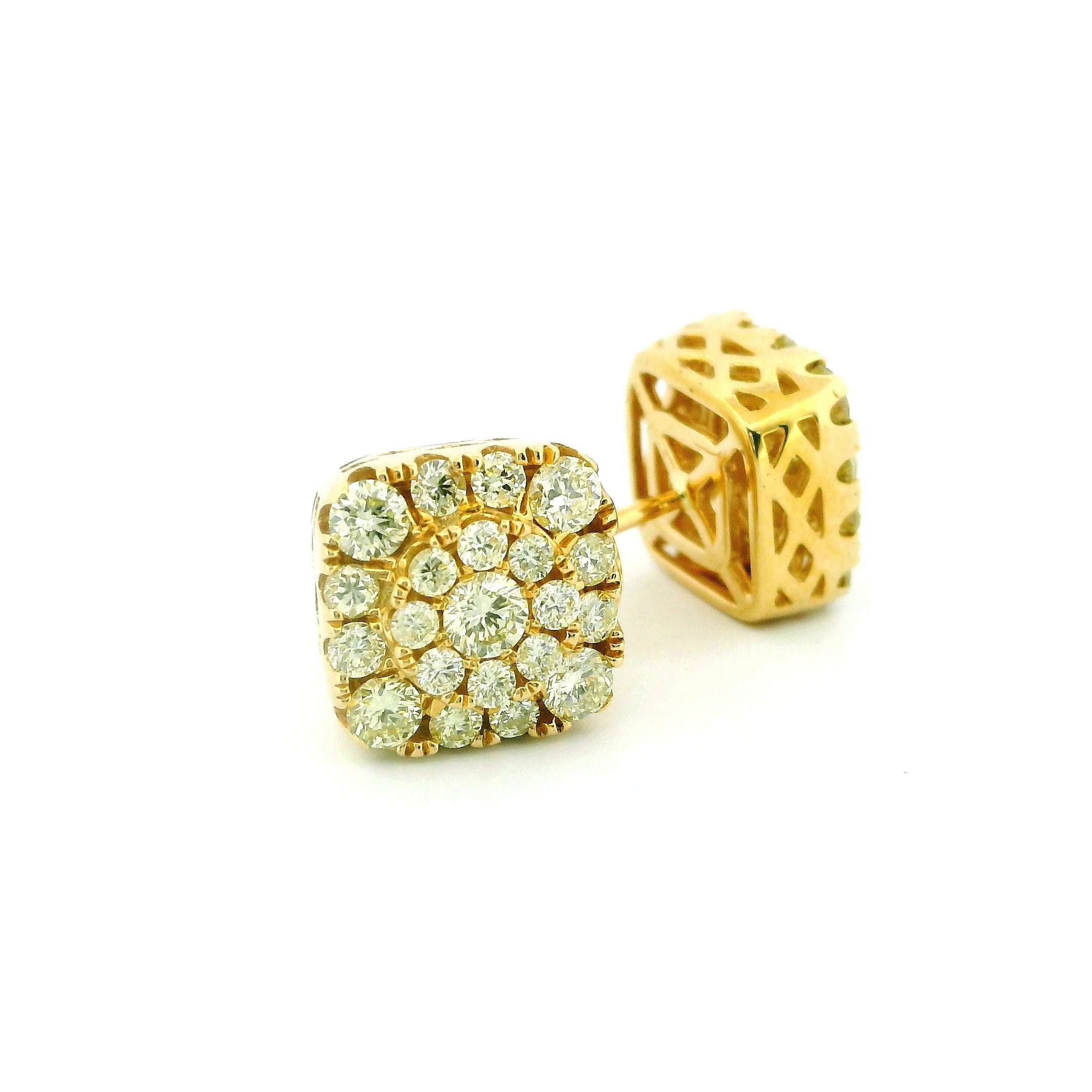 14k Yellow Gold Diamond Earrings | 1.43ctw Round Natural Diamonds, 10mm