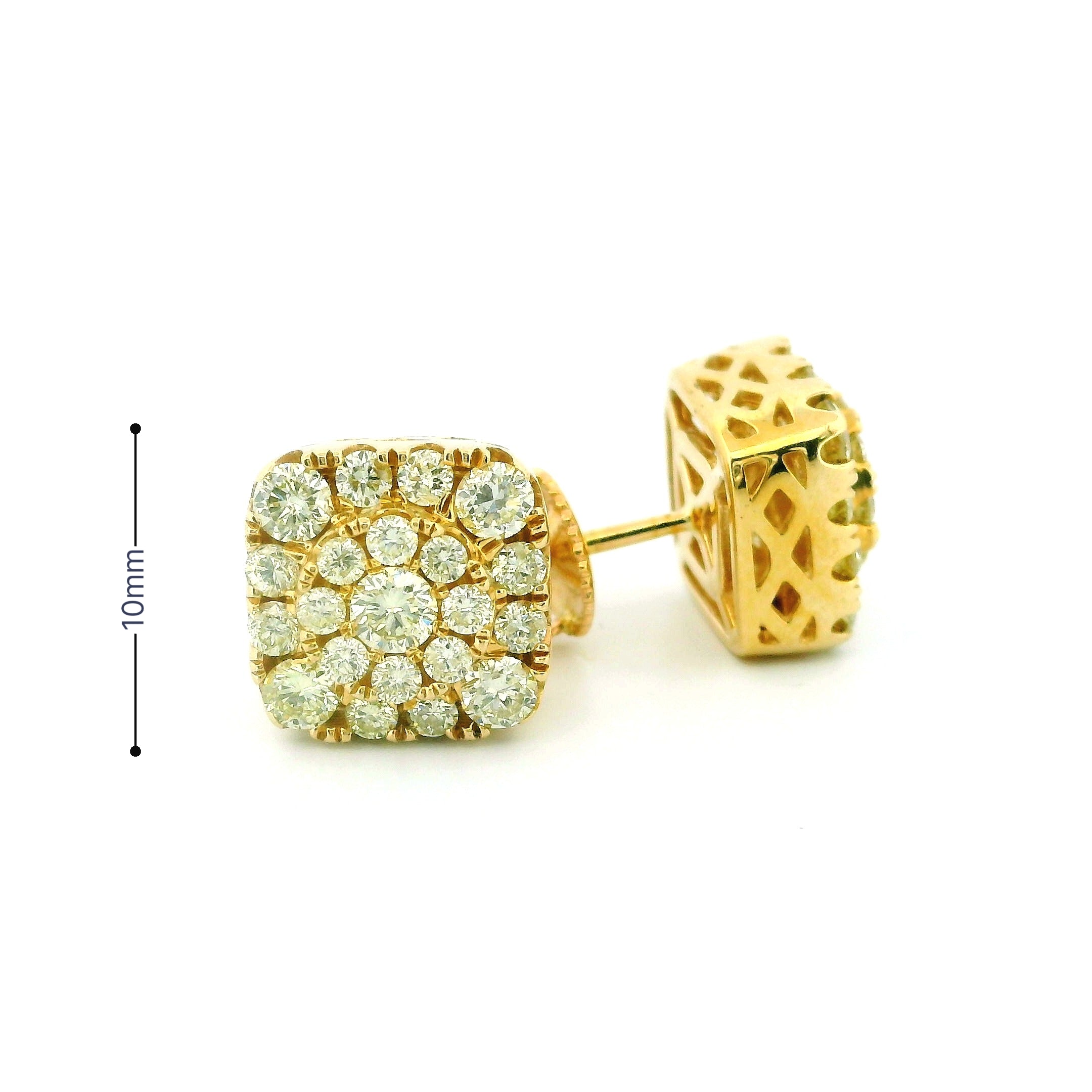 14k Yellow Gold Diamond Earrings | 1.43ctw Round Natural Diamonds, 10mm