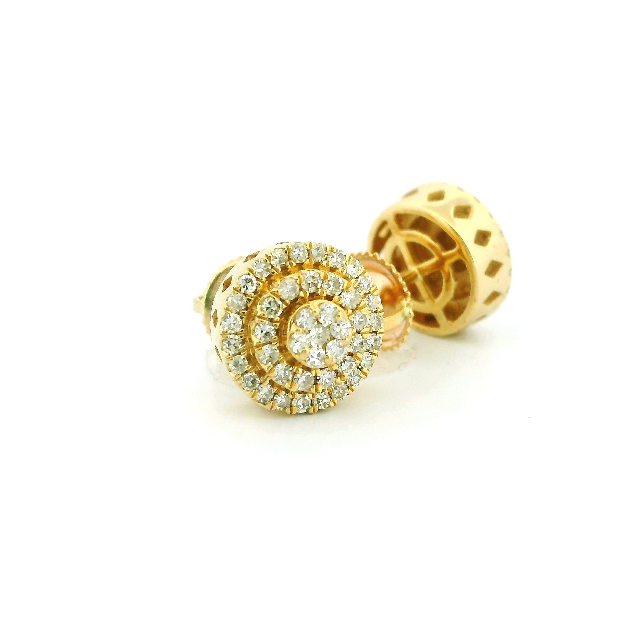 14k Yellow Gold Diamond Earrings | 0.50ctw Round Natural Diamonds, 9mm