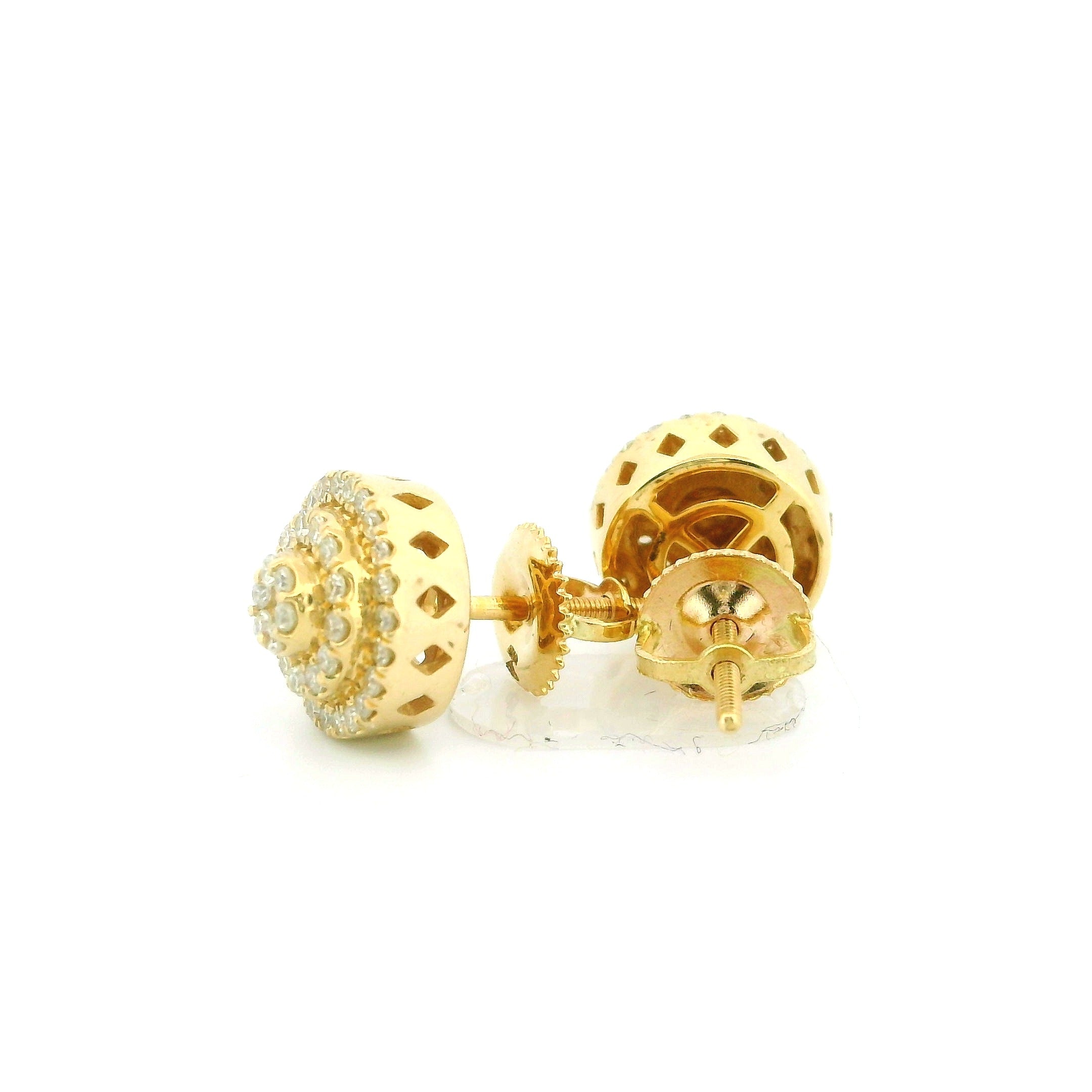 14k Yellow Gold Diamond Earrings | 0.50ctw Round Natural Diamonds, 9mm