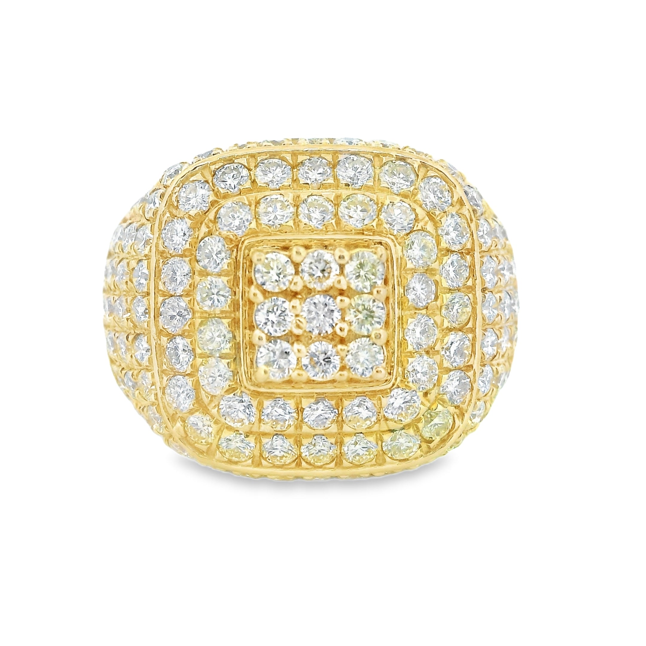 Men’s Champion Ring – 14K Yellow Gold with 4.35 Ctw Natural White Diamonds | Statement Luxury Ring