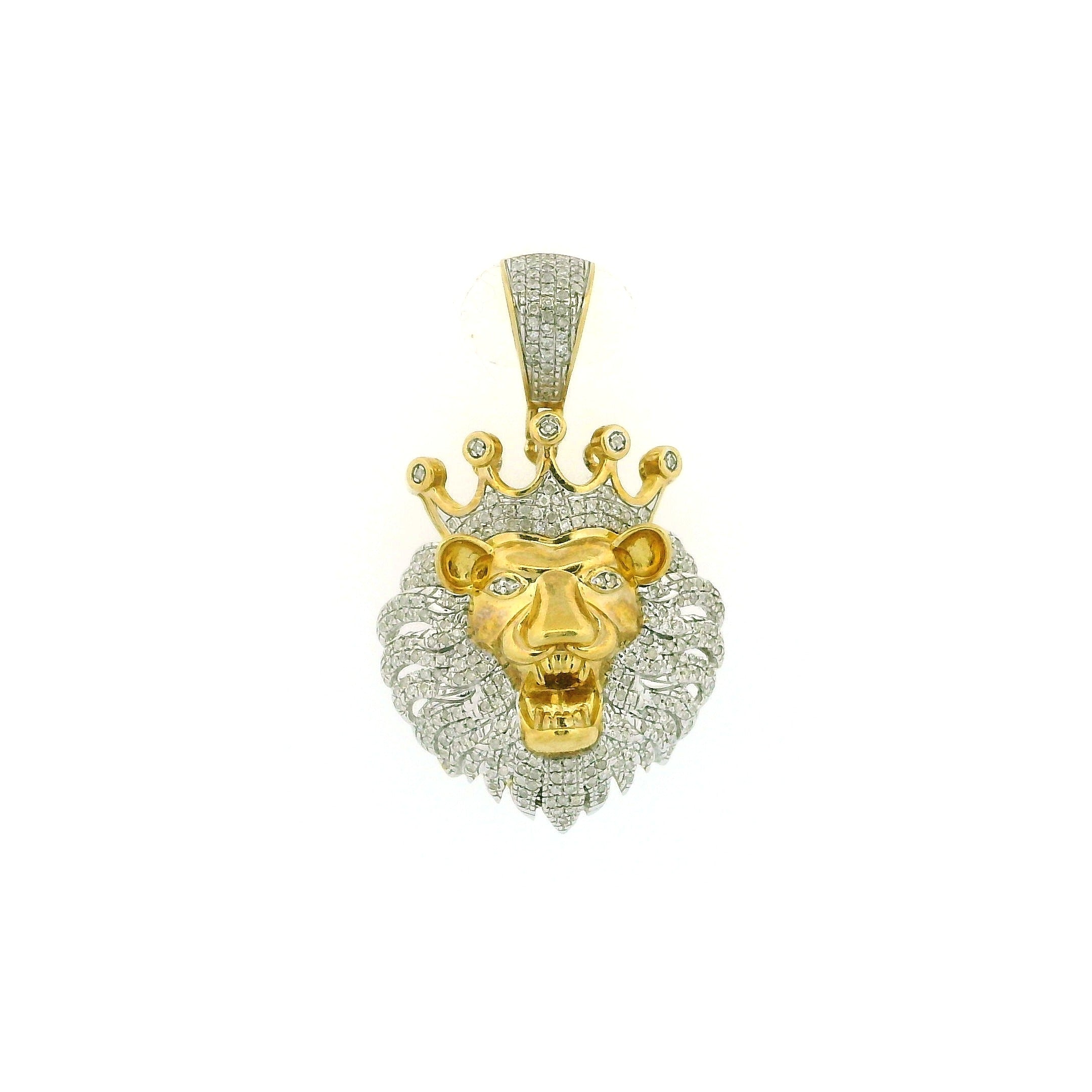 10k Yellow Gold Diamond Pendant | 0.58ctw Round Natural Diamonds, 30mm