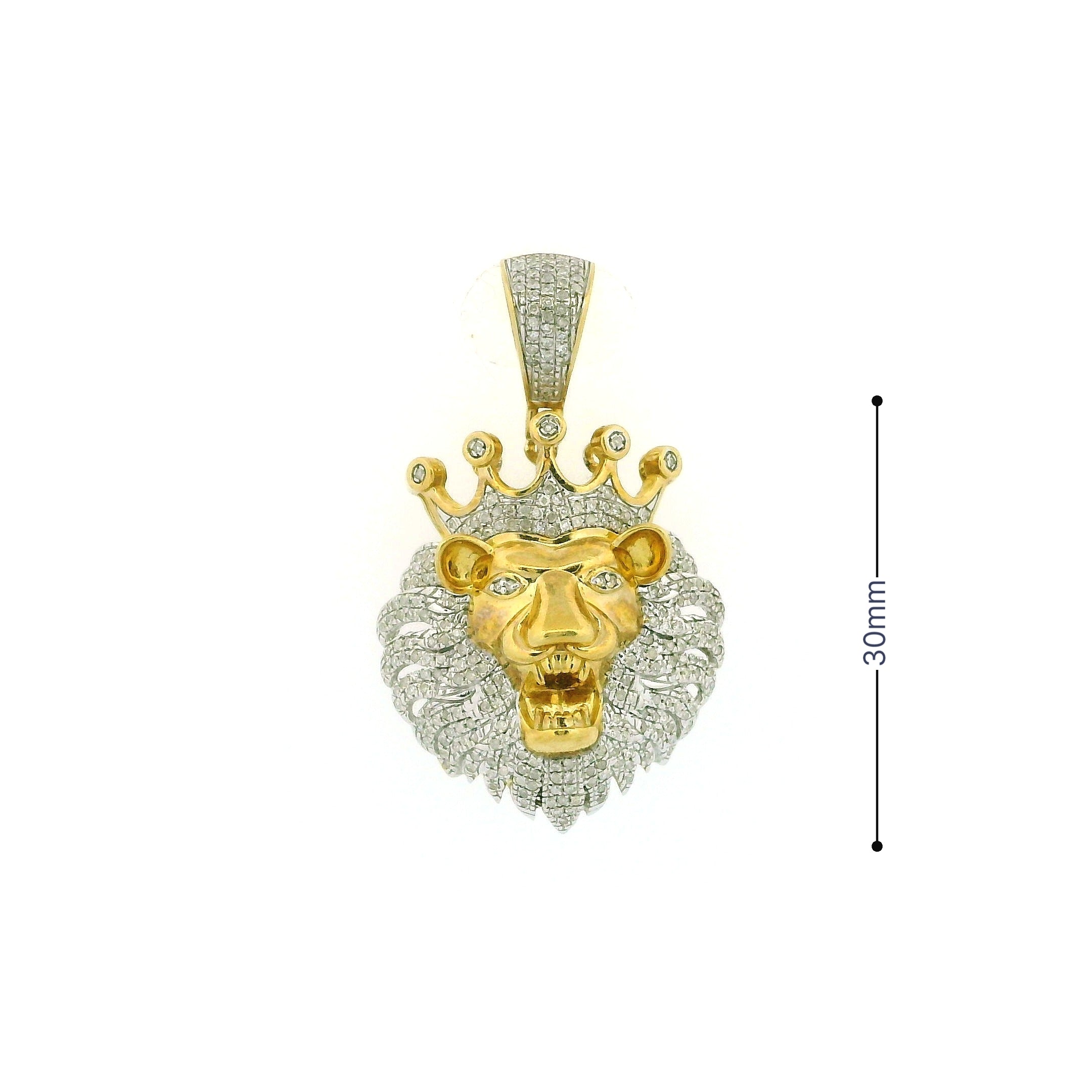 10k Yellow Gold Diamond Pendant | 0.58ctw Round Natural Diamonds, 30mm