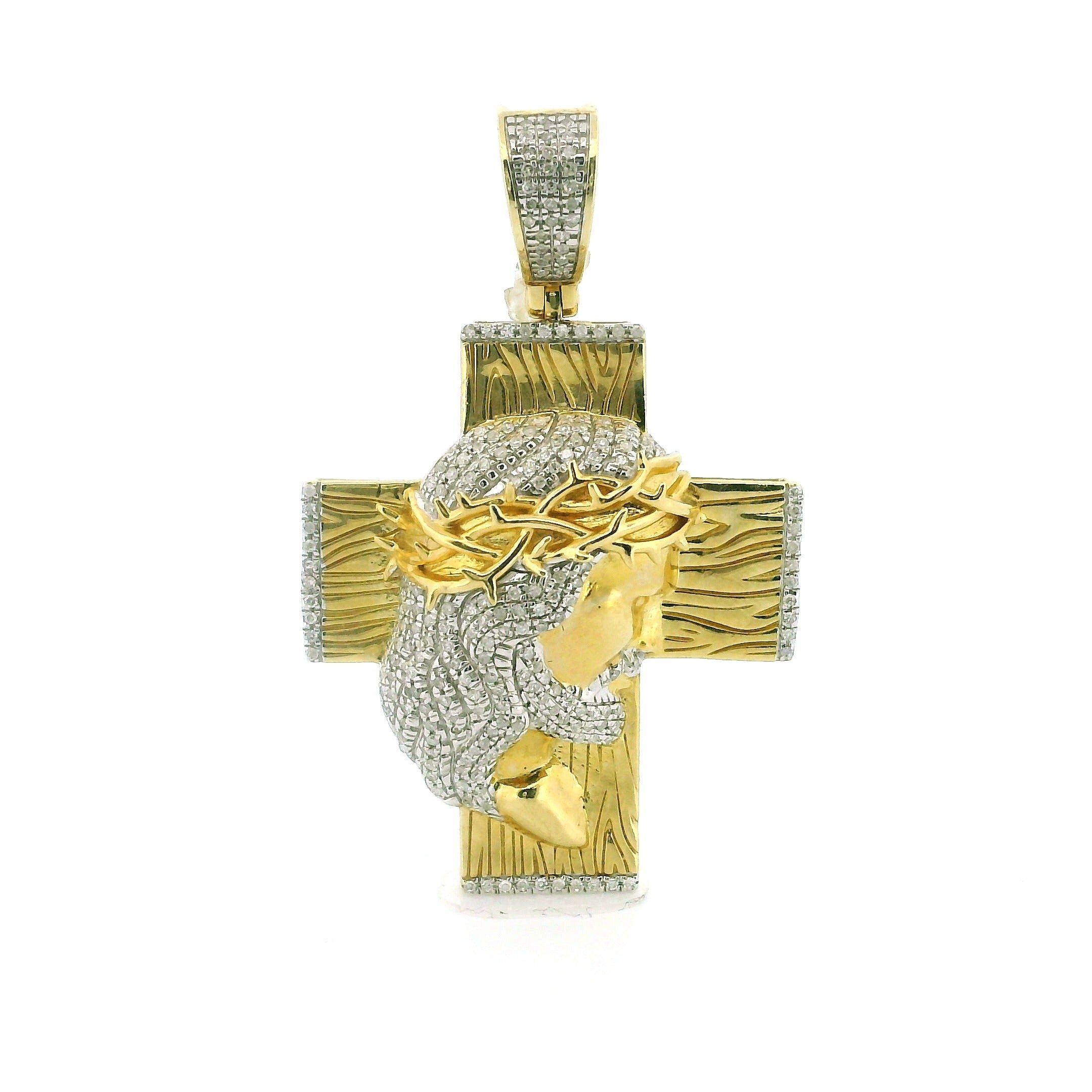 10k Yellow Gold Diamond Pendant | 0.45ctw Round Natural Diamonds, 34mm