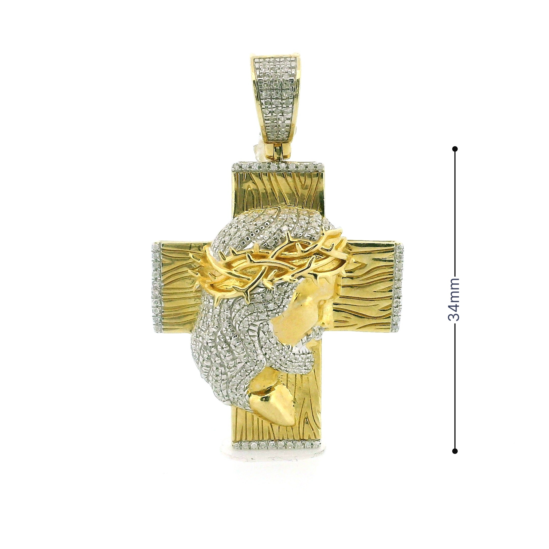 10k Yellow Gold Diamond Pendant | 0.45ctw Round Natural Diamonds, 34mm