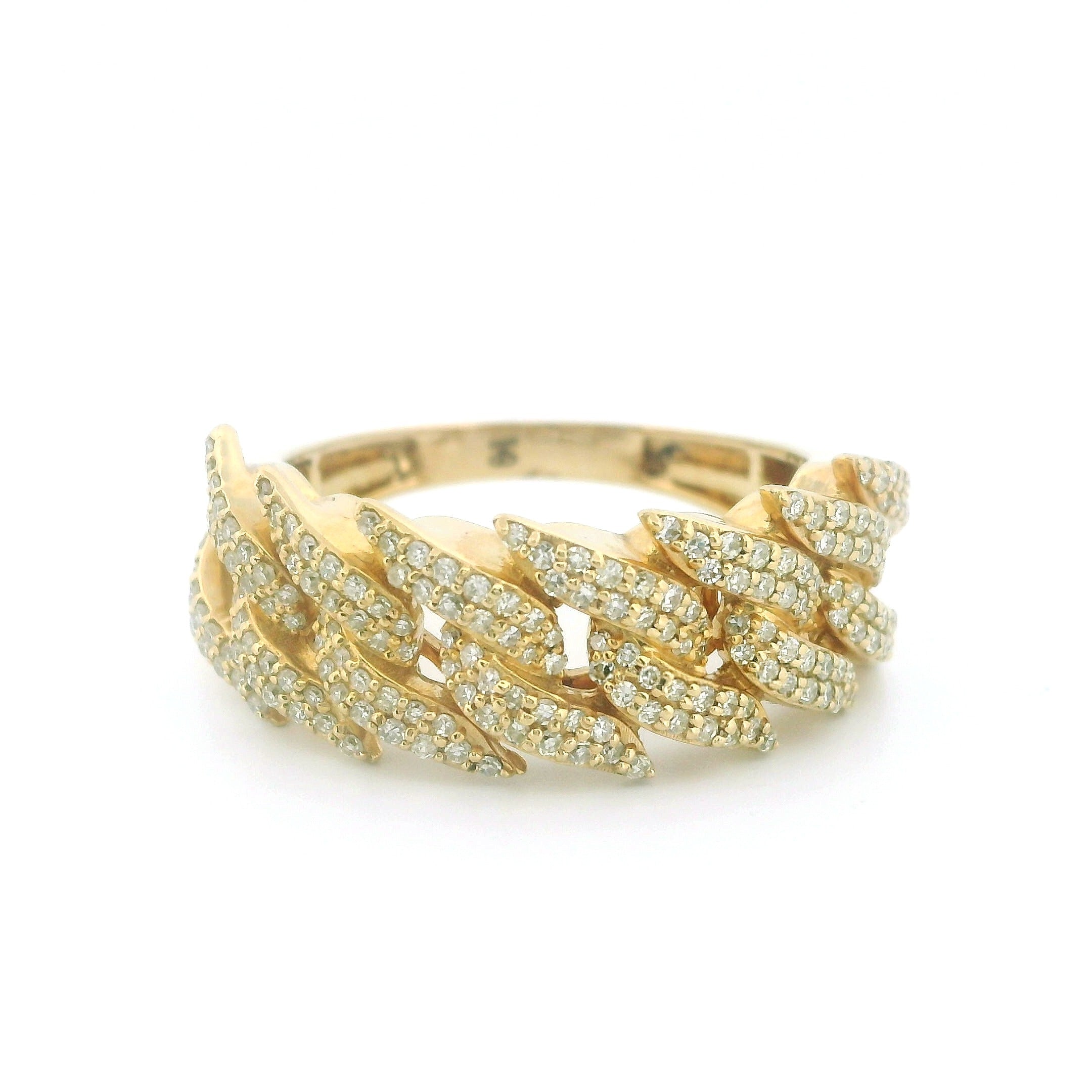 14K Yellow Gold Cuban Ring with 0.65 CTW Natural White Diamonds