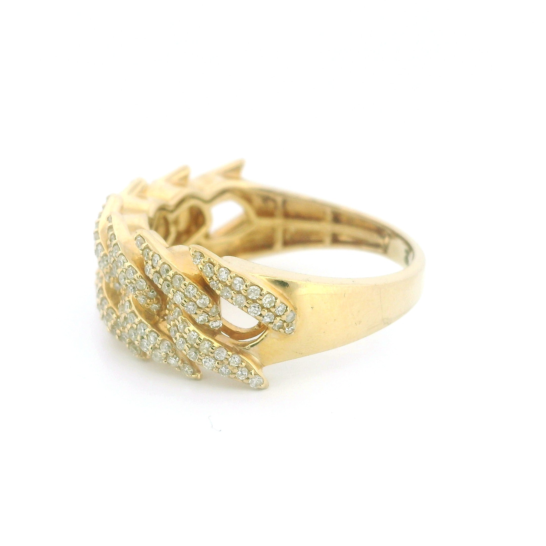 14K Yellow Gold Cuban Ring with 0.65 CTW Natural White Diamonds