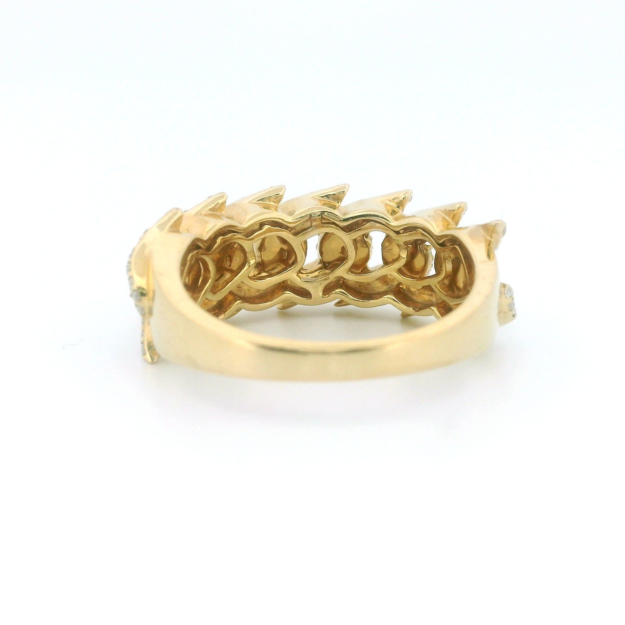 14K Yellow Gold Cuban Ring with 0.65 CTW Natural White Diamonds