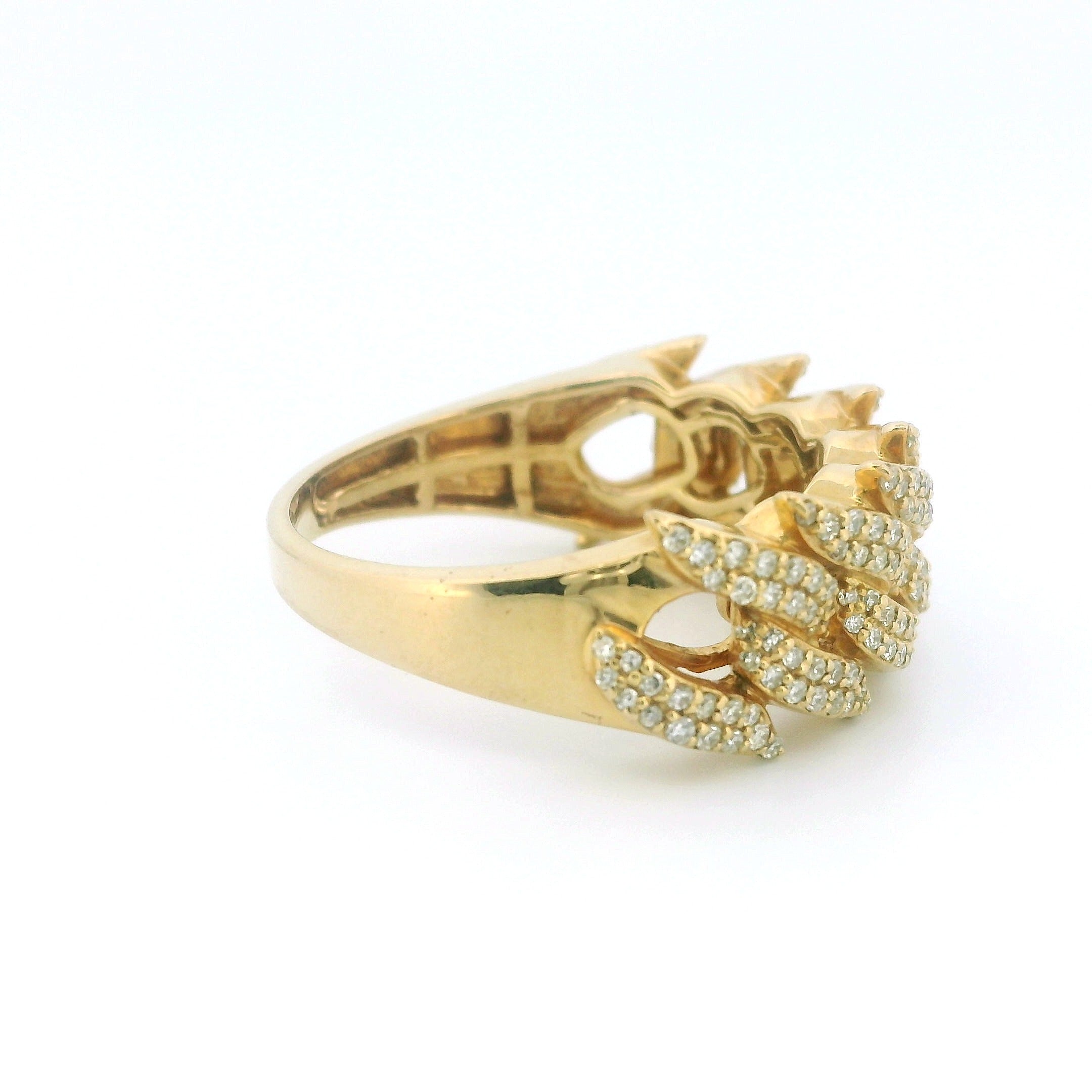 14K Yellow Gold Cuban Ring with 0.65 CTW Natural White Diamonds