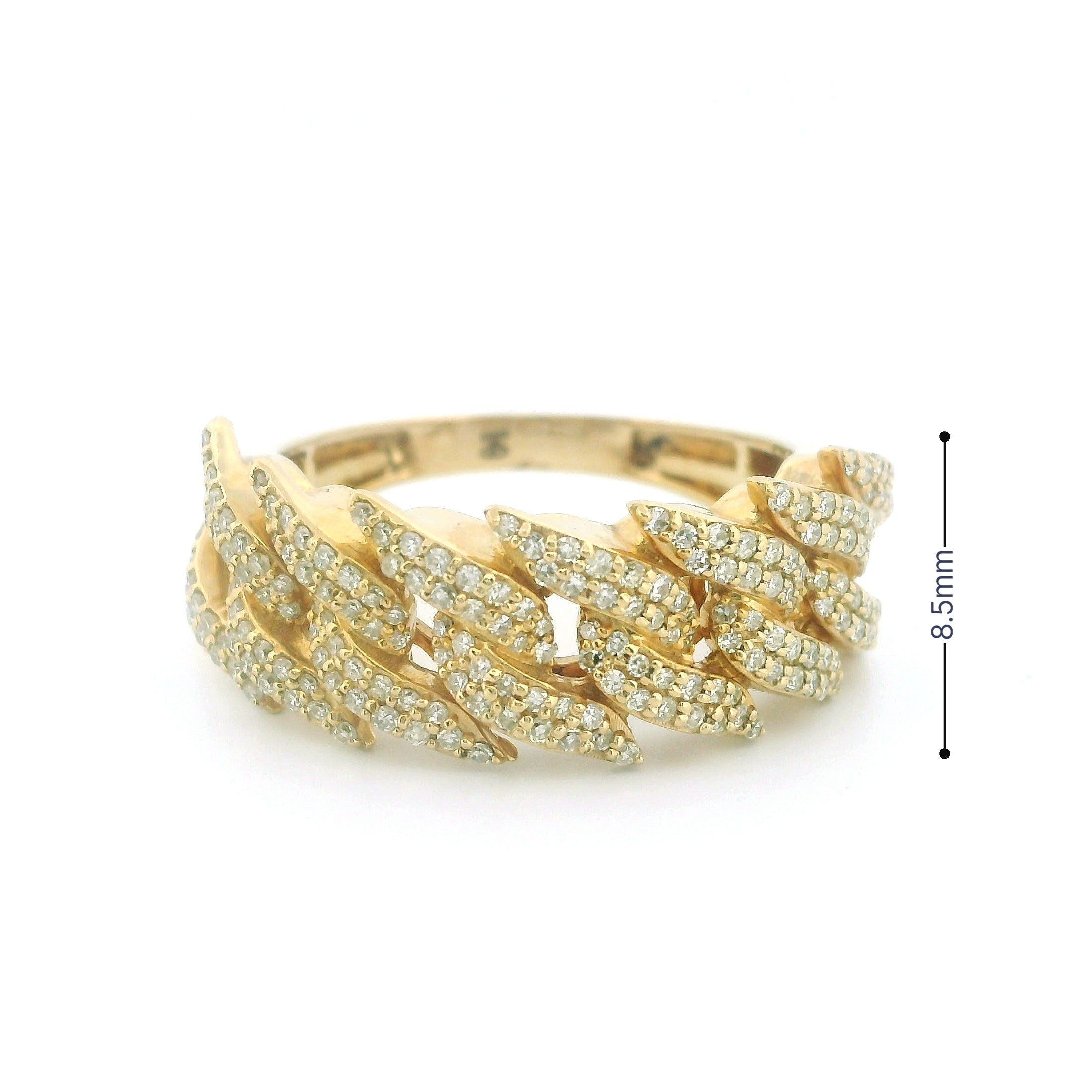 14K Yellow Gold Cuban Ring with 0.65 CTW Natural White Diamonds