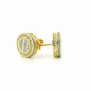 10k Yellow Gold Diamond Earrings | 0.62ctw Round & Baguette Natural Diamonds, 12.5mm