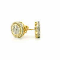 10k Yellow Gold Diamond Earrings | 0.62ctw Round & Baguette Natural Diamonds, 12.5mm