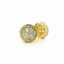 10k Yellow Gold Diamond Earrings | 0.62ctw Round & Baguette Natural Diamonds, 12.5mm