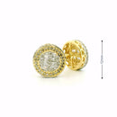 10k Yellow Gold Diamond Earrings | 0.62ctw Round & Baguette Natural Diamonds, 12.5mm