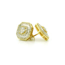 10k Yellow Gold Diamond Earrings | 1.00ctw Round & Baguette Natural Diamonds, 13mm