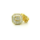 10k Yellow Gold Diamond Earrings | 1.00ctw Round & Baguette Natural Diamonds, 13mm