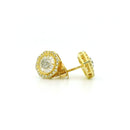 10k Yellow Gold Diamond Earrings | 0.60ctw Round & Baguette Natural Diamonds, 10mm