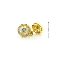 10k Yellow Gold Diamond Earrings | 0.60ctw Round & Baguette Natural Diamonds, 10mm