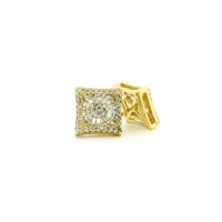 10k Yellow Gold Diamond Earrings | 0.62ctw Round & Baguette Natural Diamonds, 9.5mm